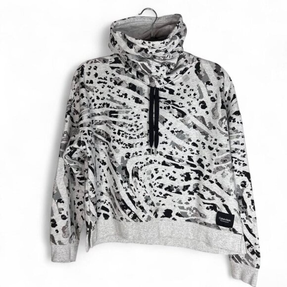 Calvin Klein Grey and white abstract print hoodie #hoodie - Picture 1 of 8